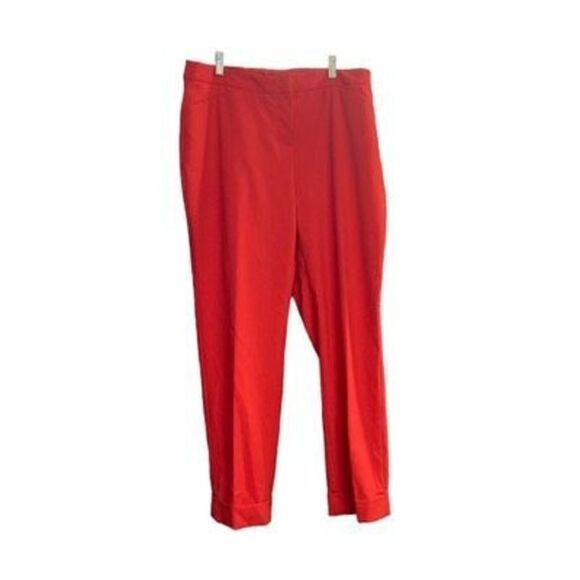 RAFAELLA Women’s Red Cuffed Pants Size 10 Inseam 27.5 - Picture 2 of 7